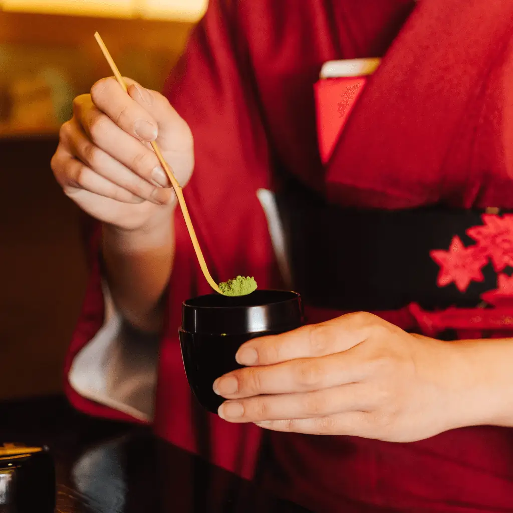 japan matcha op lepel